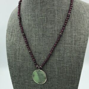 Minimalist Sterling and Garnet Necklace stamped 925